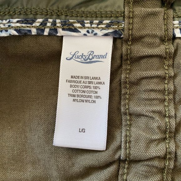 Lucky Brand Zip-up Utility Military Bomber Jacket Two Tone Army Green Sz Large - Picture 9 of 11